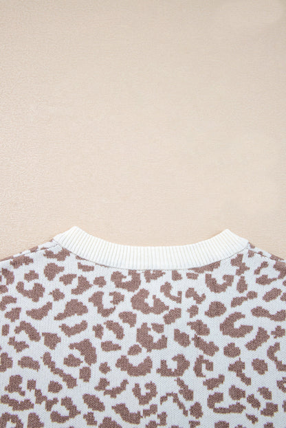 Leopard Knitted Cardigan - Khaki