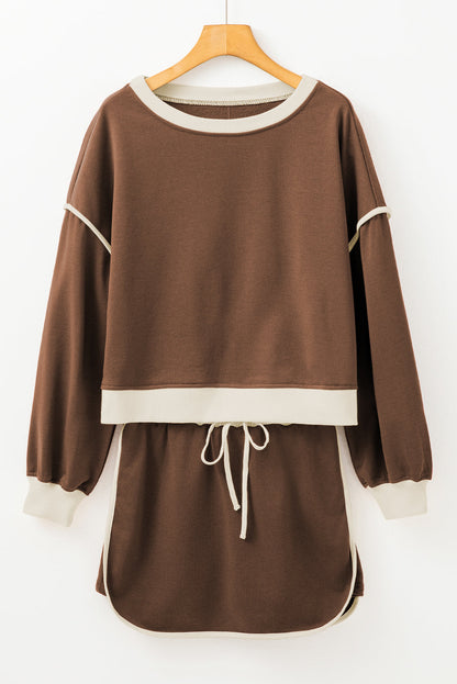 Violeta Loose Pullover and Lace-up Waist Skort Set