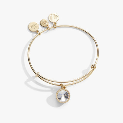 April Clear Crystal Birthstone Charm Bangle