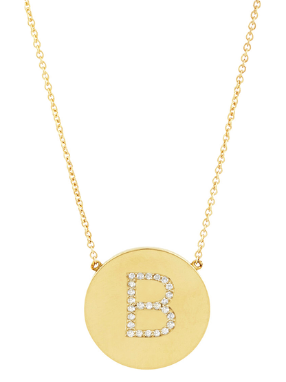 14K Gold Plated Sterling Silver CZ Round Initial Necklace