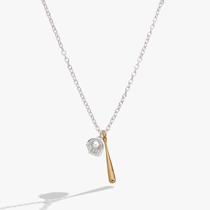 Baseball Duo Charm Pendant Necklace