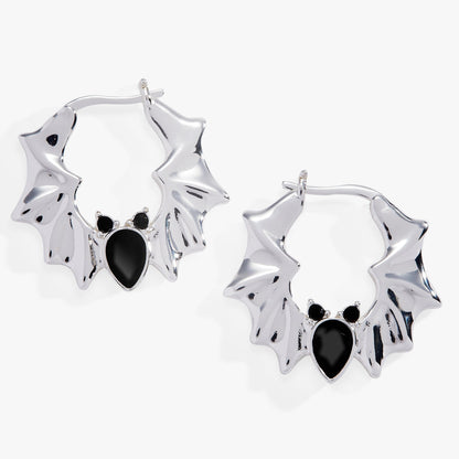 Crystal Bat Hoop Earrings