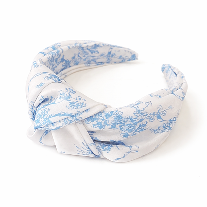 Blue And White Toile Knotted Headband