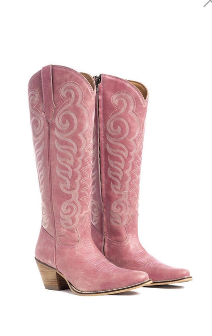 Traditional Western Flame Stitched Leather Boots