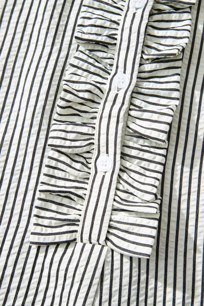 Striped Ruffle Button Front Maxi Dress