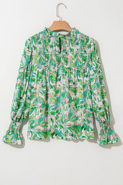 Milena Sleeve Shirred Mock Blouse