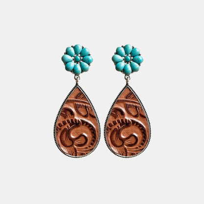 Turquoise Flower Teardrop Earrings - 3 Styles