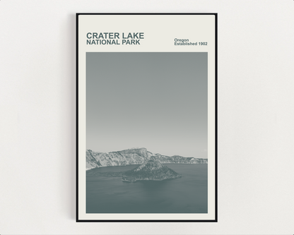 Crater Lake National Park Print, Monochrome