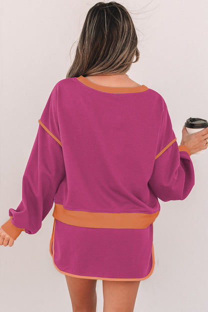 Violeta Loose Pullover and Lace-up Waist Skort Set