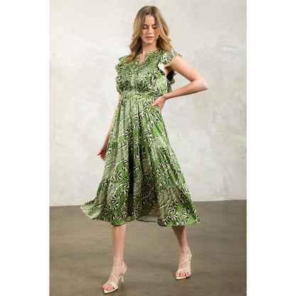 Gwen - Flutter Sleeve Print Tiered Dress
