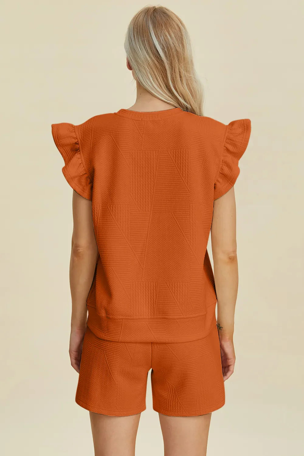 Ruffle Sleeve Top and Shorts Set