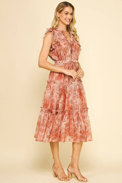 Janette- Floral Tiered Midi Dress