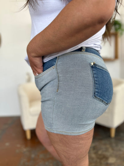 Judy Blue Color Block Denim Shorts