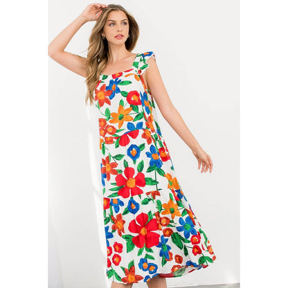 Marlow-Floral Print Tiered Midi Dress