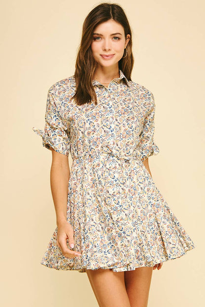Karen - Floral Button Down Mini Dress