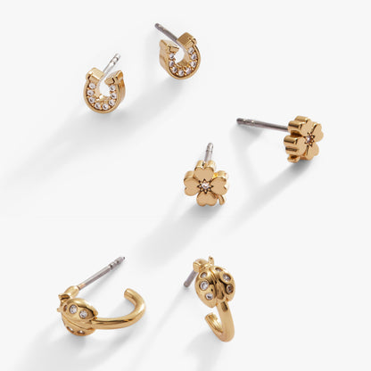Love and Luck Stud & Hoop Earrings Set of 3