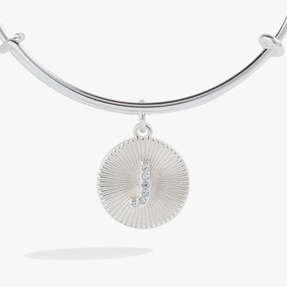 Initial J Pave Starburst Texture Bangle