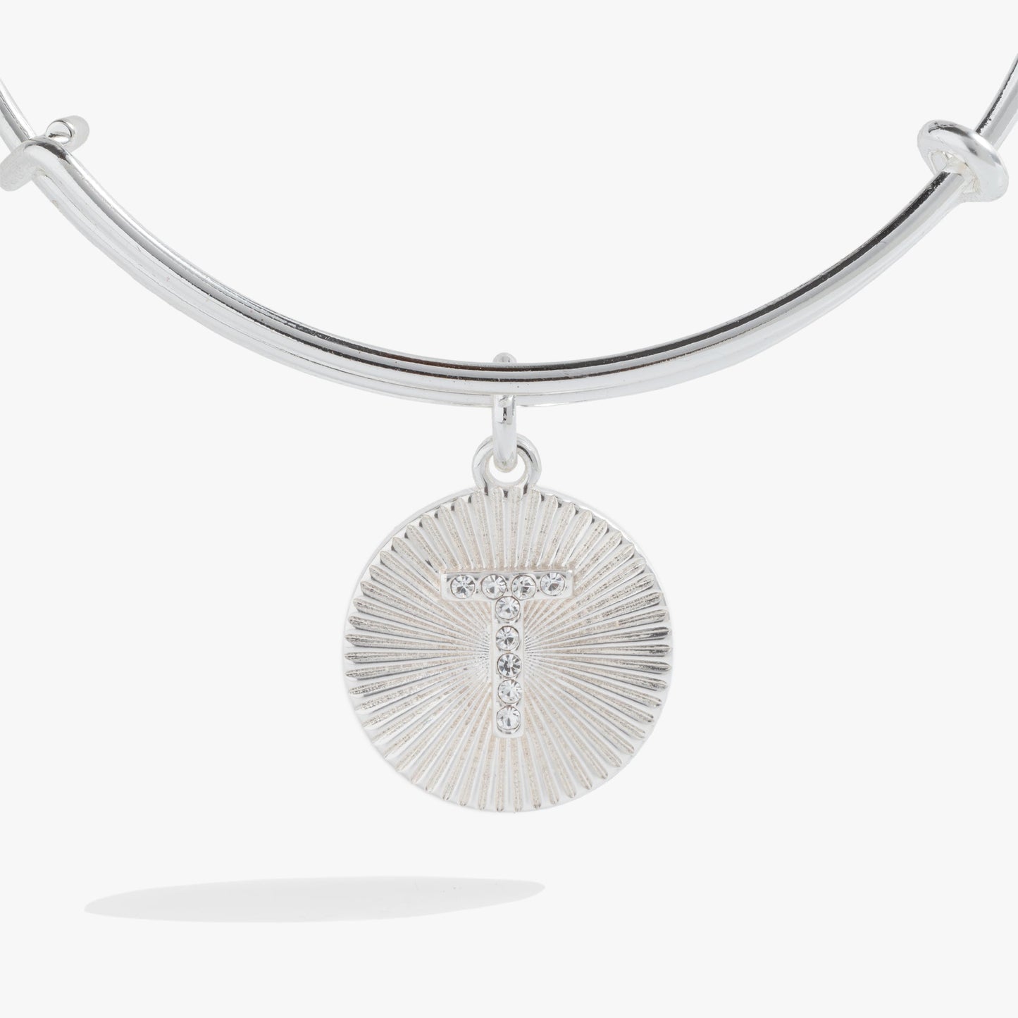 Initial T Pave Starburst Texture Bangle