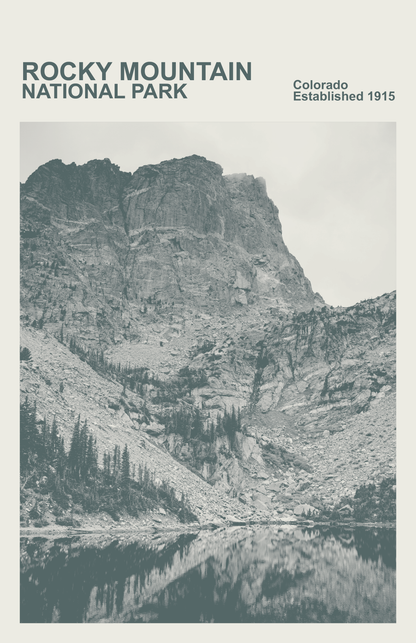 Rocky Mountain National Park Print, Monochrome