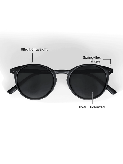 Black Round Polarized Sunglasses - Black Lens UV400 for Men & Women
