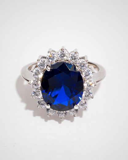 Sterling Silver Sapphire Halo Ring