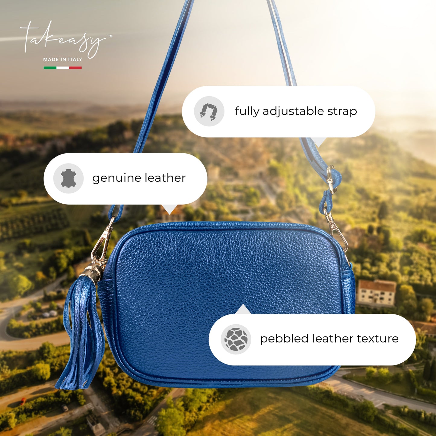 Italian Genuine Calf Leather Crossbody Bag 231302