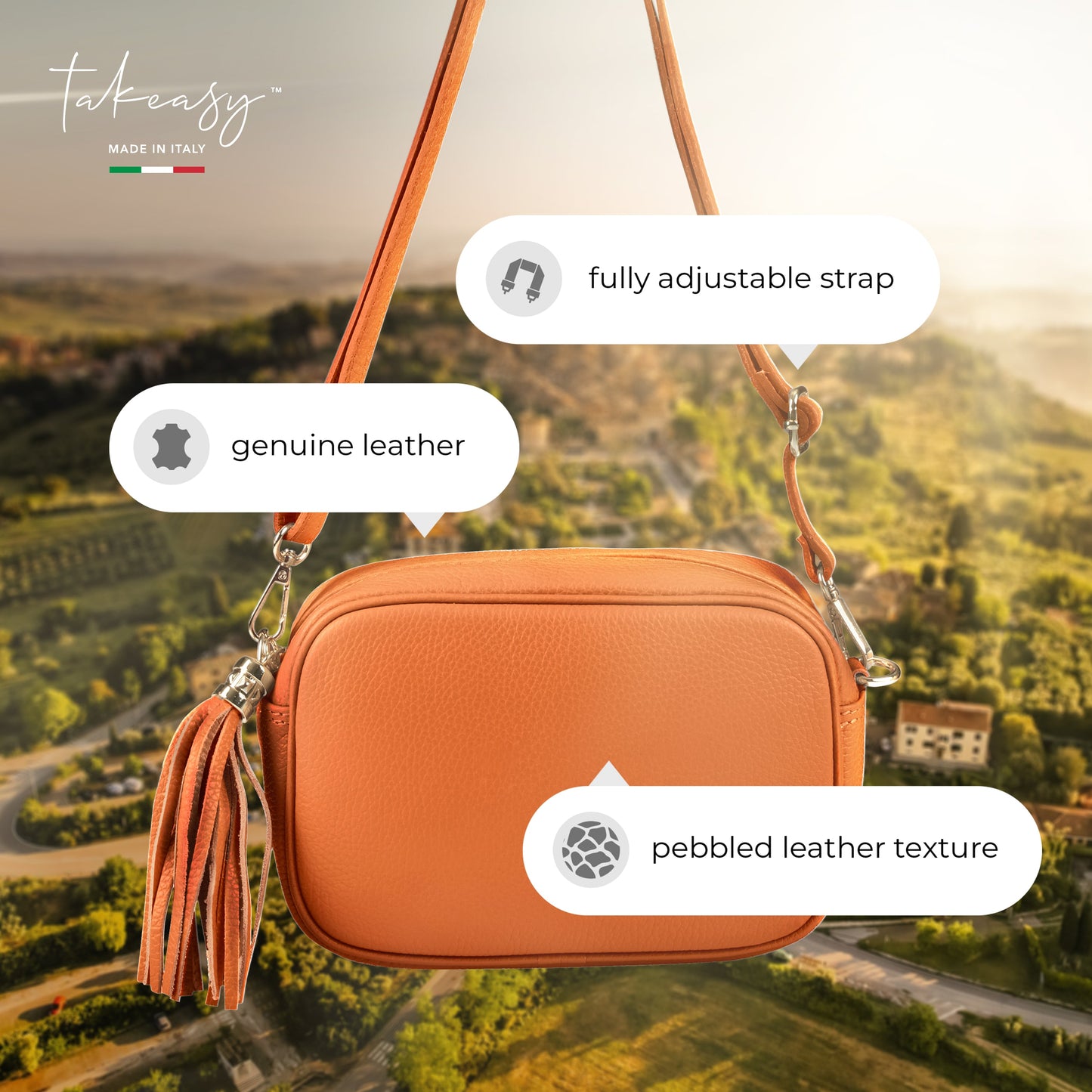 Italian Genuine Calf Leather Crossbody Bag 231302