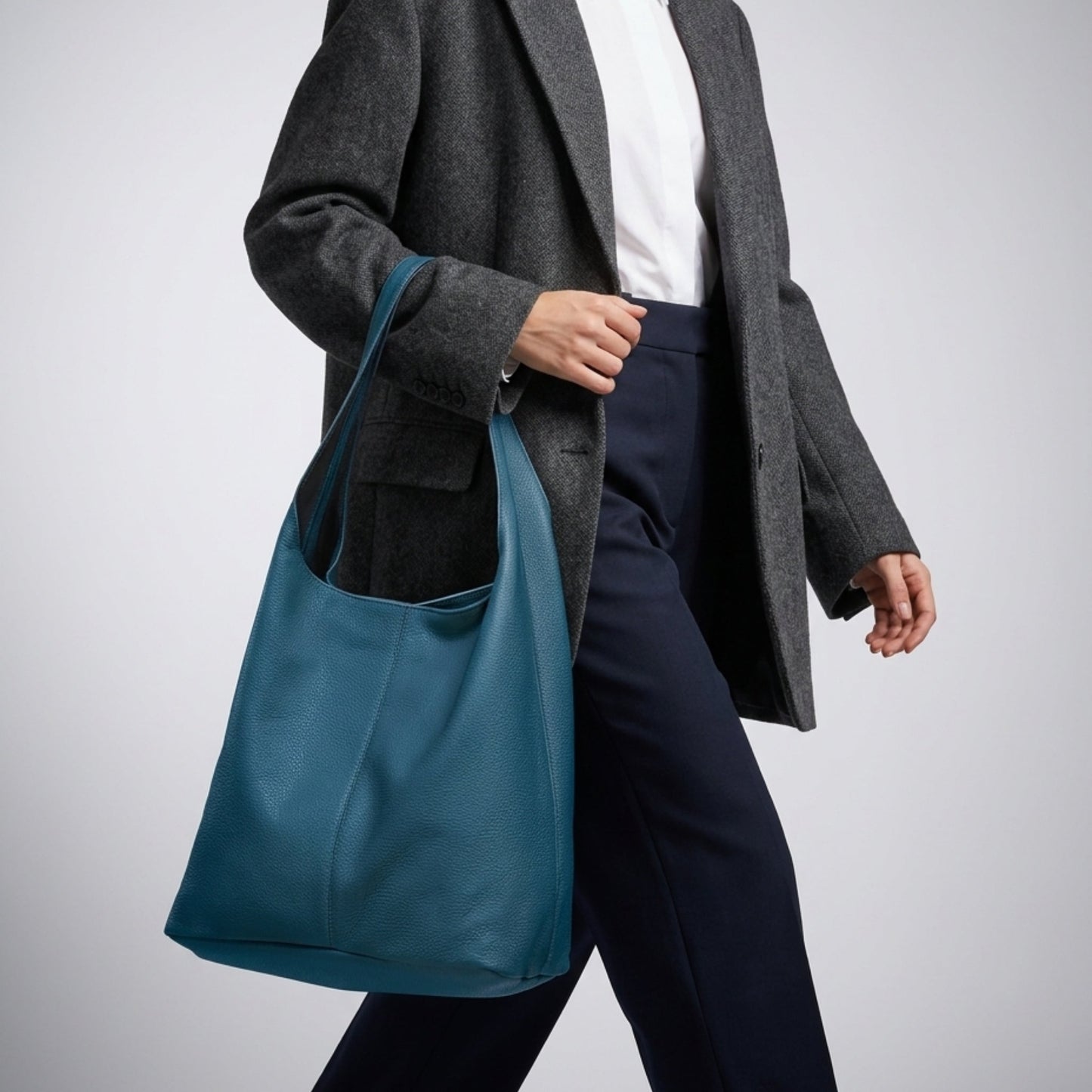 Italian Genuine Calf Leather Hobo Bag 011943