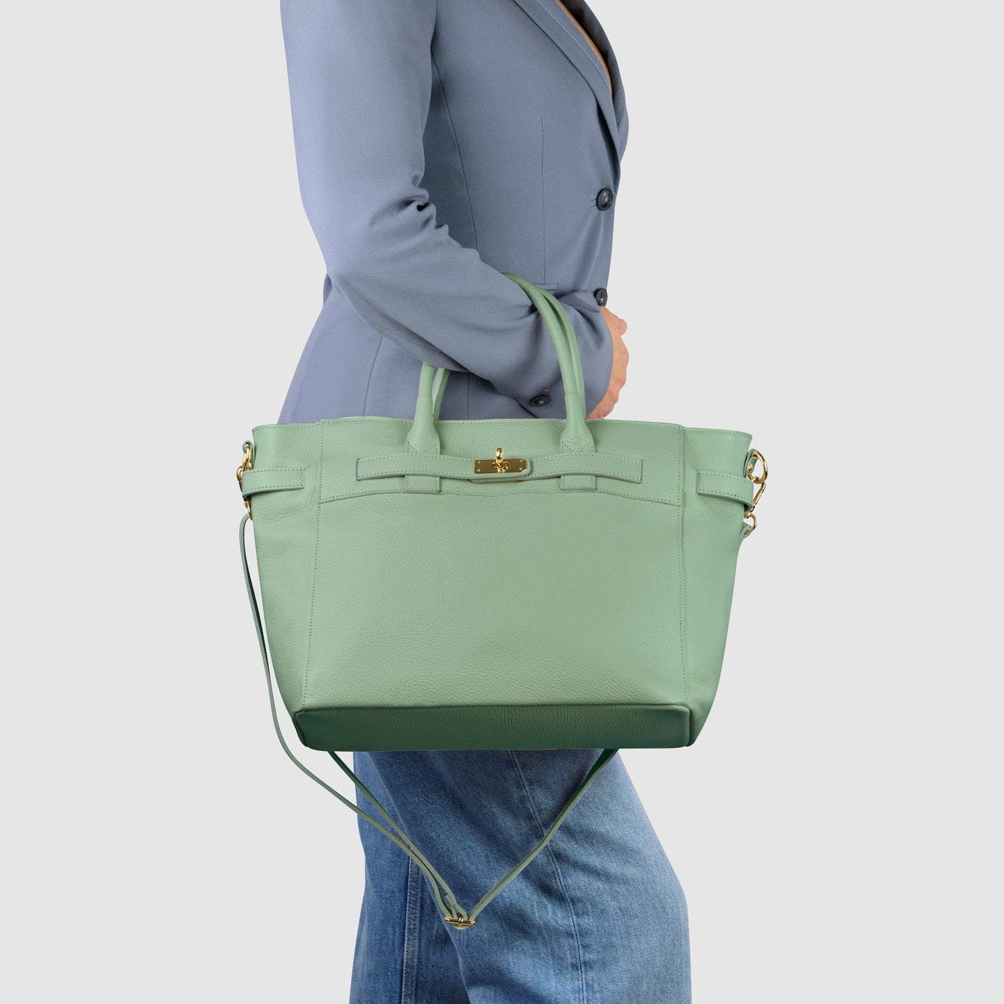 Italian Genuine Calf Leather Top-Handle Bag 233233