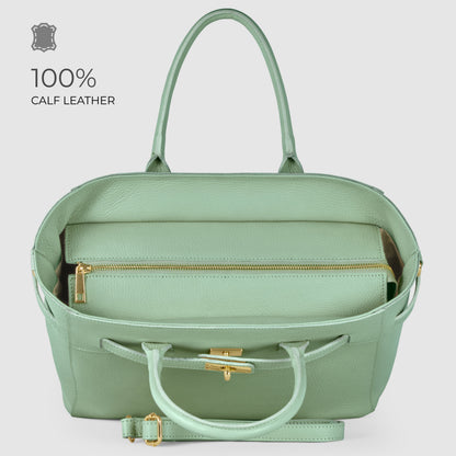 Italian Genuine Calf Leather Top-Handle Bag 233233