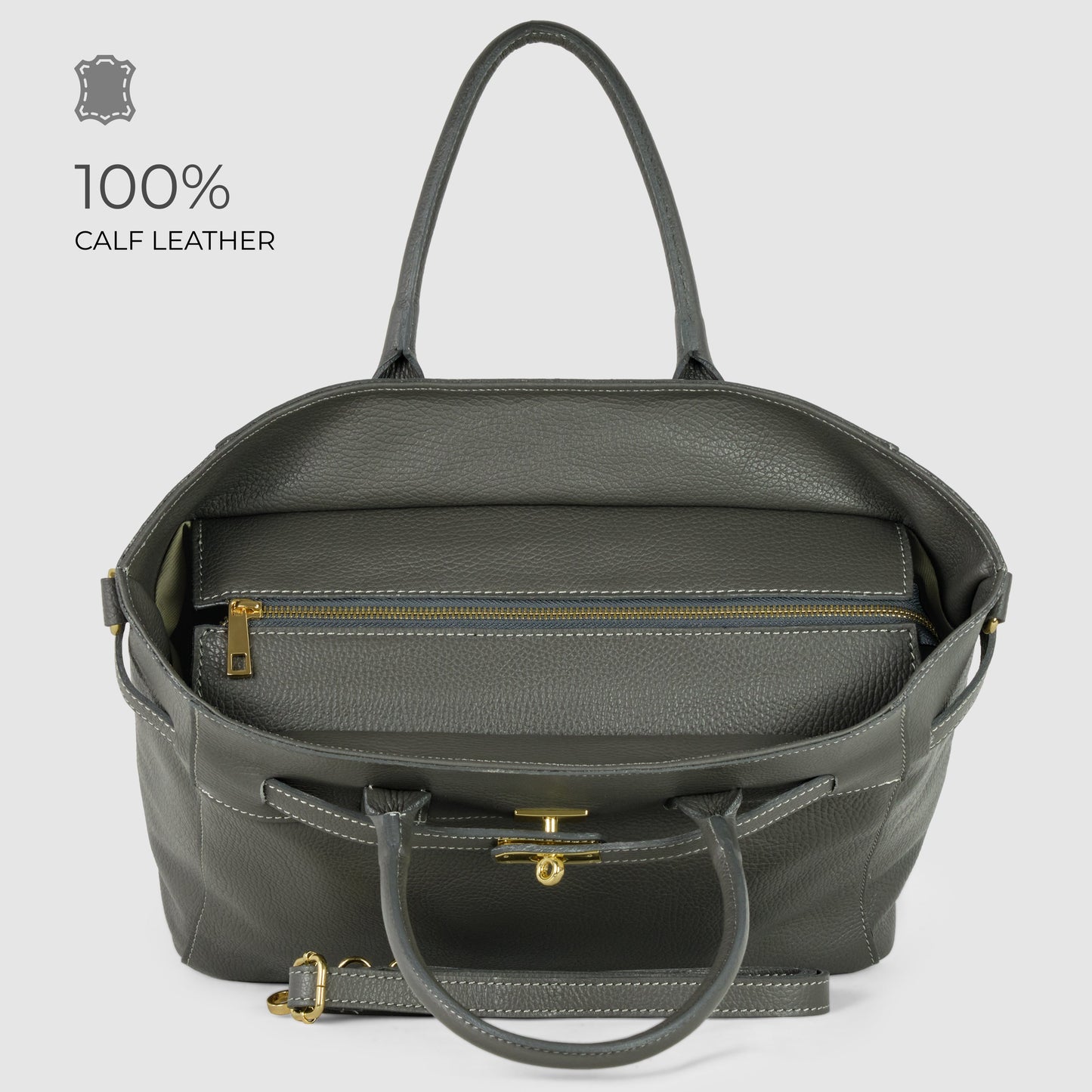 Italian Genuine Calf Leather Top-Handle Bag 233233