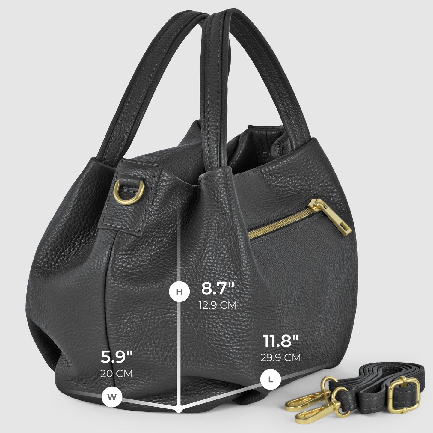 Italian Genuine Calf Leather Top-Handle Bag 322055