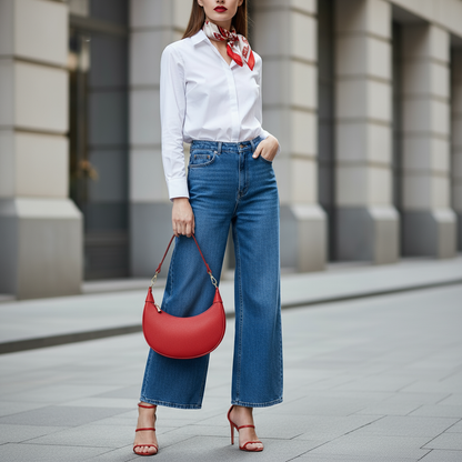 Italian Genuine Calf Leather Shoulder Bag 222024