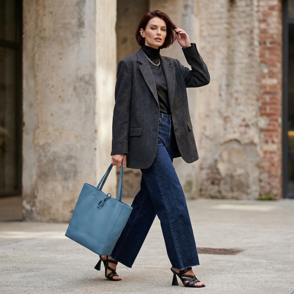 Italian Genuine Calf Leather Tote Bag 201718