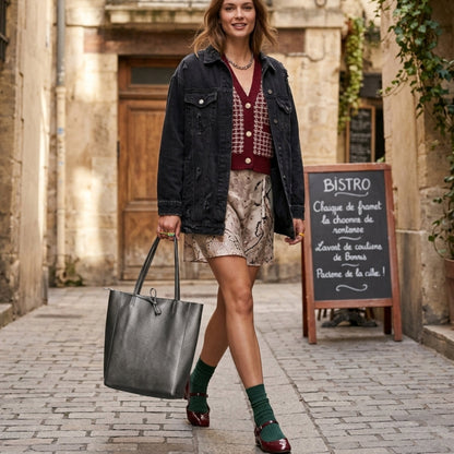 Italian Genuine Calf Leather Tote Bag 201718