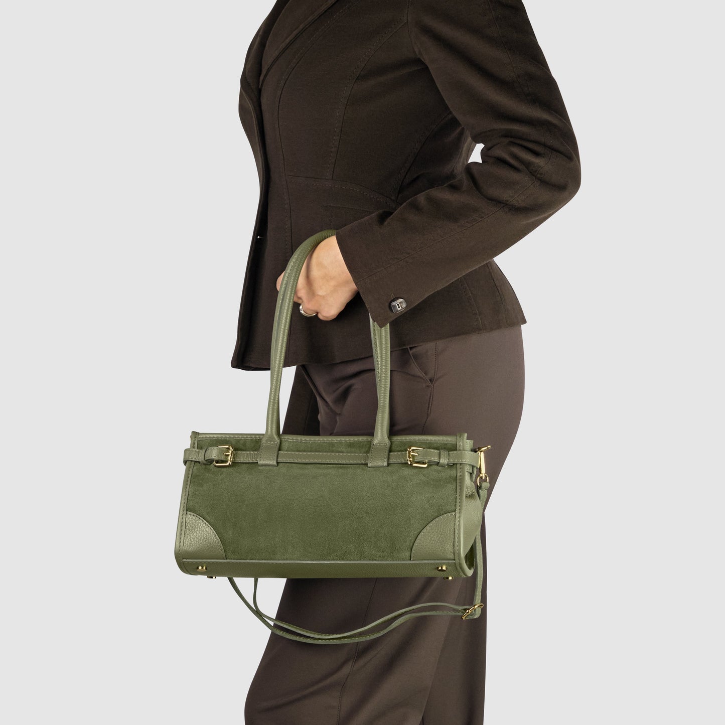Italian Genuine Suede & Calf Leather Shoulder Bag 282615