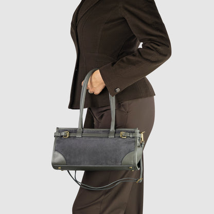 Italian Genuine Suede & Calf Leather Shoulder Bag 282615