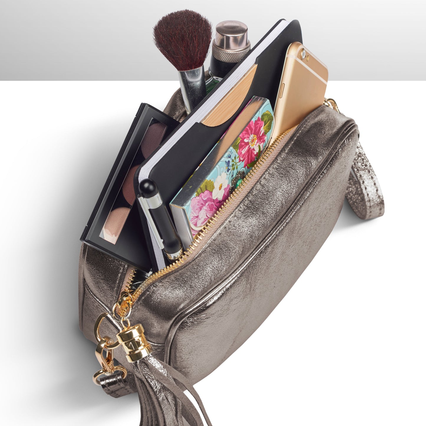 Italian Genuine Metallic Suede Crossbody Bag 231302