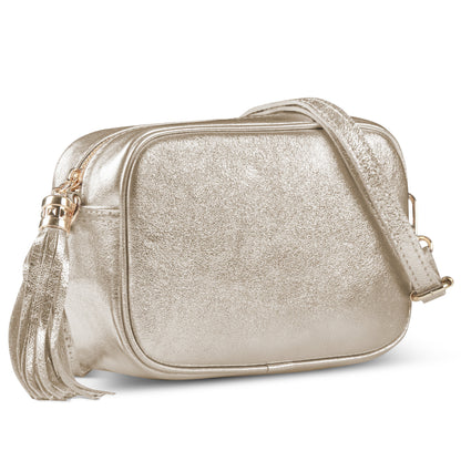 Italian Genuine Metallic Suede Crossbody Bag 231302