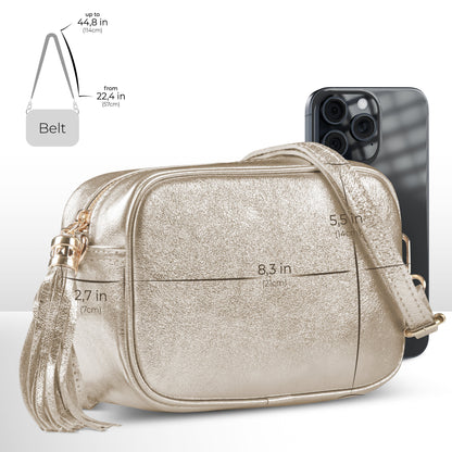 Italian Genuine Metallic Suede Crossbody Bag 231302