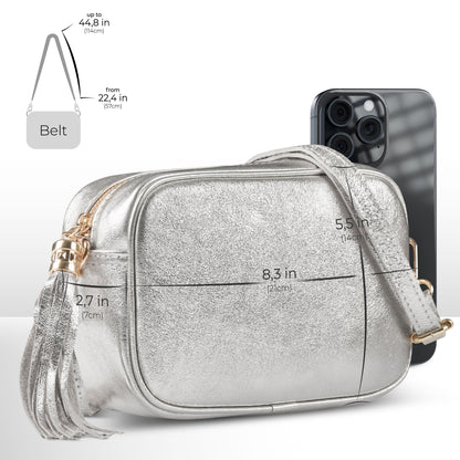 Italian Genuine Metallic Suede Crossbody Bag 231302