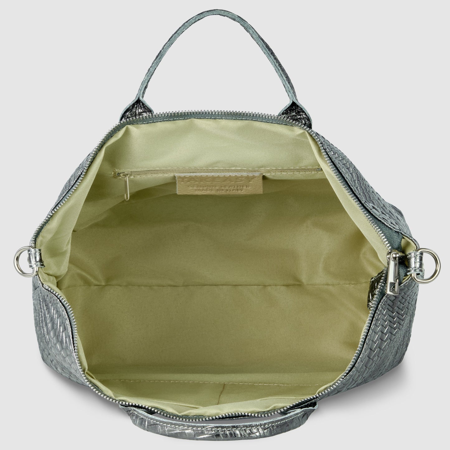 Italian Genuine Grid Metallic Suede Top-Handle Bag 112334