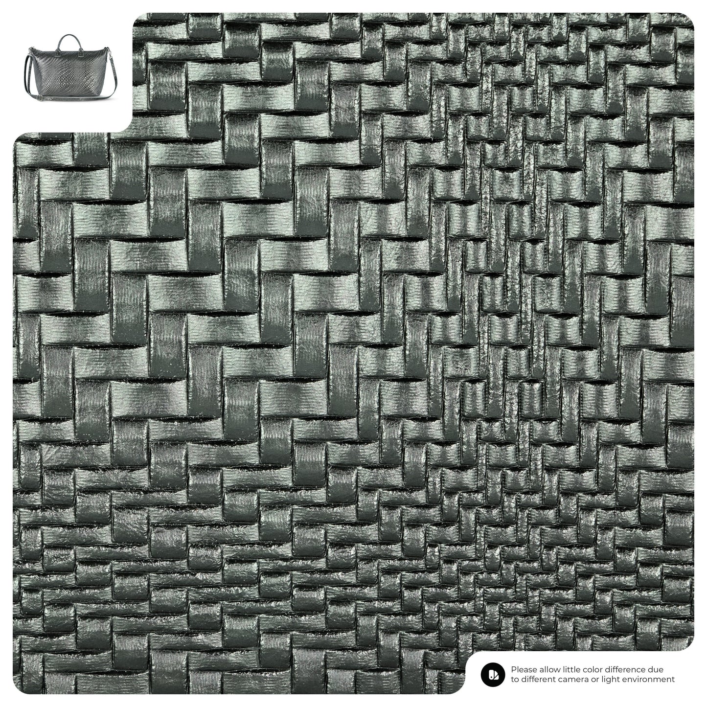Italian Genuine Grid Metallic Suede Top-Handle Bag 112334