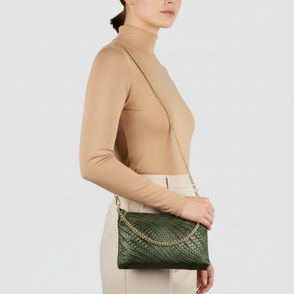 Italian Genuine Grid Suede Crossbody Bag 101315