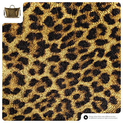 Italian Genuine Leopard-Print Metallic Suede Top-Handle Bag 112334