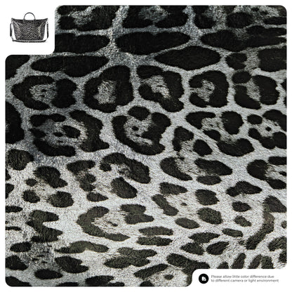 Italian Genuine Leopard-Print Metallic Suede Top-Handle Bag 112334