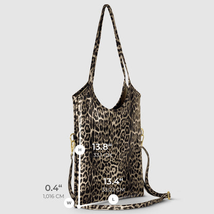 Italian Genuine Leopard-Print Metallic Suede Tote Bag 191722