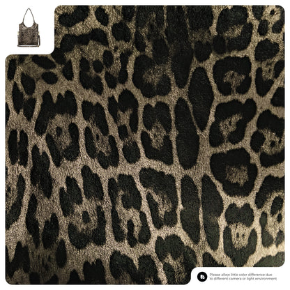 Italian Genuine Leopard-Print Metallic Suede Tote Bag 191722