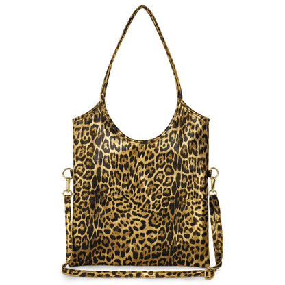 Italian Genuine Leopard-Print Metallic Suede Tote Bag 191722