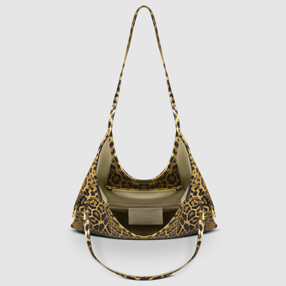 Italian Genuine Leopard-Print Metallic Suede Tote Bag 191722